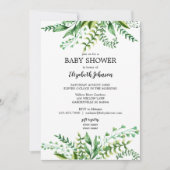 Elegant Groene Waterverf Botanisch Baby shower Kaart (Voorkant)