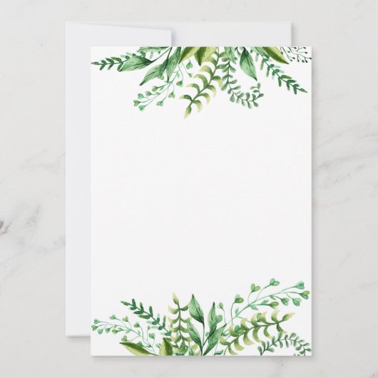 Elegant Groene Waterverf Botanisch Baby shower Kaart (Achterkant)