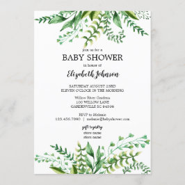 Elegant Groene Waterverf Botanisch Baby shower Kaart