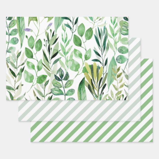 Elegant groene Waterverf laat diagonale strepen va Inpakpapier Vel (Set)