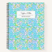 Elegant groene Waterverf luipaardhuidmonogram Notitieboek (Voorkant)