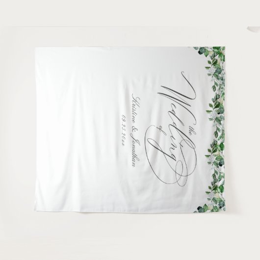 Elegant groene witte bloemen bruidstafel tapijt wandkleed (Voorkant (horizontaal))