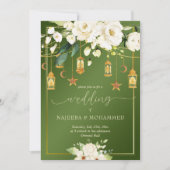 Elegant groene witte bloemen kaart (Voorkant)