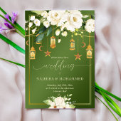 Elegant groene witte bloemen kaart