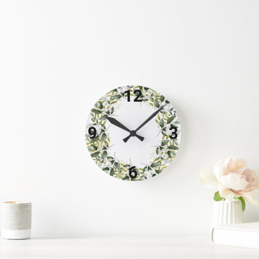 ELEGANT GROENERY BOTANICAL WALL CLOCK RONDE KLOK (Huis)