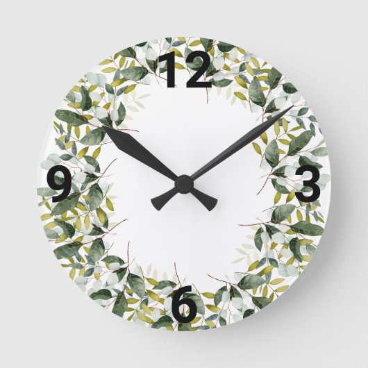 ELEGANT GROENERY BOTANICAL WALL CLOCK RONDE KLOK (Voorkant)