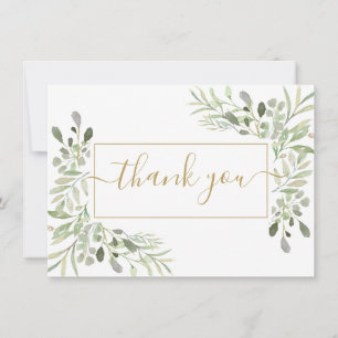 Elegant Groenery Gouden Schrift Bedankkaart