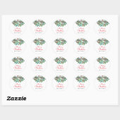 Elegant Groenery Prettig Kerstfeest Ronde Sticker (Vel)