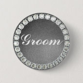 Elegant Groom Silver Glitter Ronde Button 5,7 Cm (Voorkant)