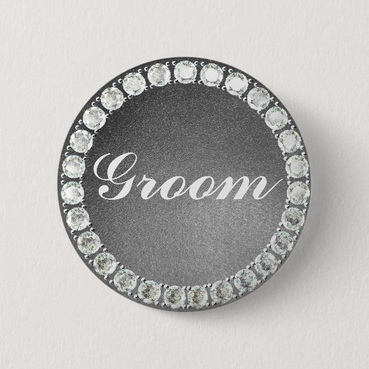 Elegant Groom Silver Glitter Ronde Button 5,7 Cm (Voorkant)