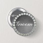 Elegant Groom Silver Glitter Ronde Button 5,7 Cm (Voorkant /achterkant)