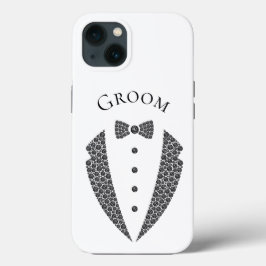 Elegant Groom Tuxedo Black White Wedding Case-Mate iPhone Case