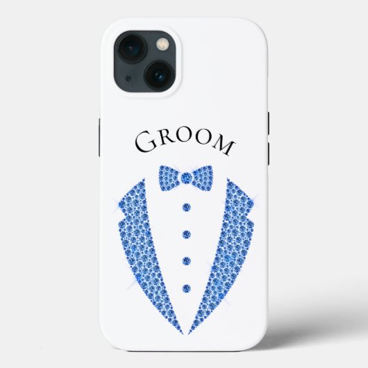 Elegant Groom Tuxedo Bllue Typography Wedding Case-Mate iPhone Case (Achterkant)