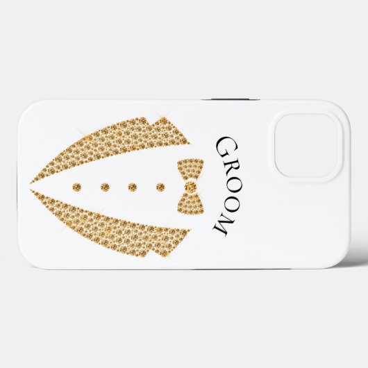 Elegant Groom Tuxedo Gold Typography Wedding Case-Mate iPhone Case (Achterkant (horizontaal))