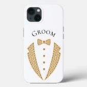 Elegant Groom Tuxedo Gold Typography Wedding Case-Mate iPhone Case (Achterkant)