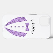 Elegant Groom Tuxedo Paarse Typography Wedding Case-Mate iPhone Case (Achterkant (horizontaal))