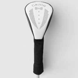 Elegant Groom Tuxedo Typography Wedding Golfheadcover