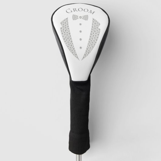 Elegant Groom Tuxedo Typography Wedding Golfheadcover (Voorkant)