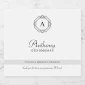 Elegant Groomsman Monogram Likeurfles Etiket (Enkel label)