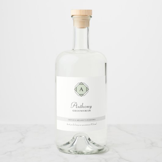 Elegant Groomsman Monogram Likeurfles Etiket (Voorkant)