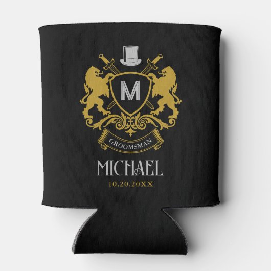 Elegant Groomsmen Lion Knight Emblem Badge Blikjeskoeler (Achterkant)