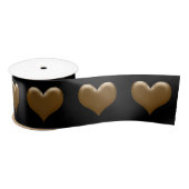 Elegant groot hart van goudgeborsteld goudzwart satijnen lint (Spoel)