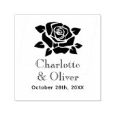 Elegant Groot Roos Bloom #3 Paar Namen Datum Zelfinktende Stempel (Design)