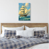 Elegant groot zeilschip op Deep Blue Zee Canvas Afdruk (Insitu (Slaapkamer))