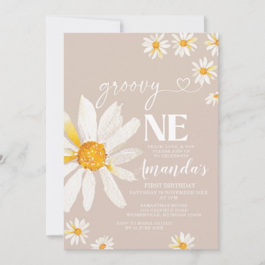 Elegant Groovy een verjaardag Boho Daisy Flowers Kaart (Voorkant)