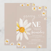 Elegant Groovy een verjaardag Boho Daisy Flowers Kaart (Voorkant / Achterkant)