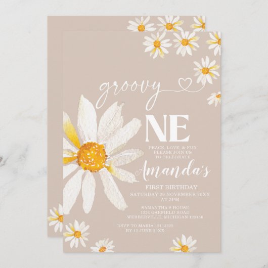 Elegant Groovy een verjaardag Boho Daisy Flowers Kaart (Voorkant / Achterkant)