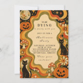 Elegant Groovy Retro Halloween Feest Kaart (Voorkant)