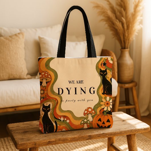Elegant Groovy Retro Halloween Feest Tote Bag