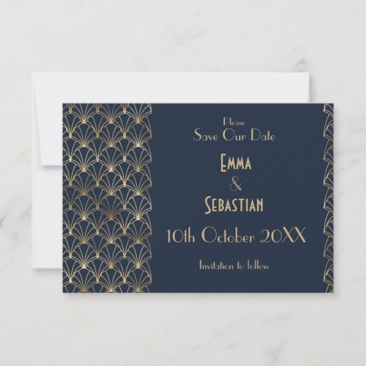 Elegant Grote Gatsby Art Deco Save the Dates Opsla Save The Date (Voorkant)