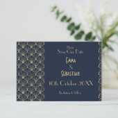 Elegant Grote Gatsby Art Deco Save the Dates Opsla Save The Date (Staand voorkant)