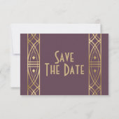 Elegant Grote Gatsby Art Deco Save the Dates Opsla Save The Date (Achterkant)
