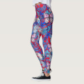 Elegant grote kleurrijke vlinders bloemen op rood leggings (Links)