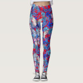 Elegant grote kleurrijke vlinders bloemen op rood leggings (Voorkant)