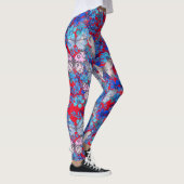 Elegant grote kleurrijke vlinders bloemen op rood leggings (Rechts)