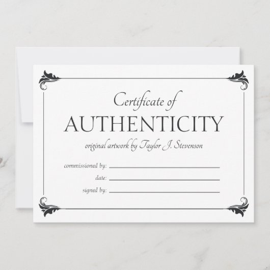 Elegant groter echtheidscertificaat (Voorkant)