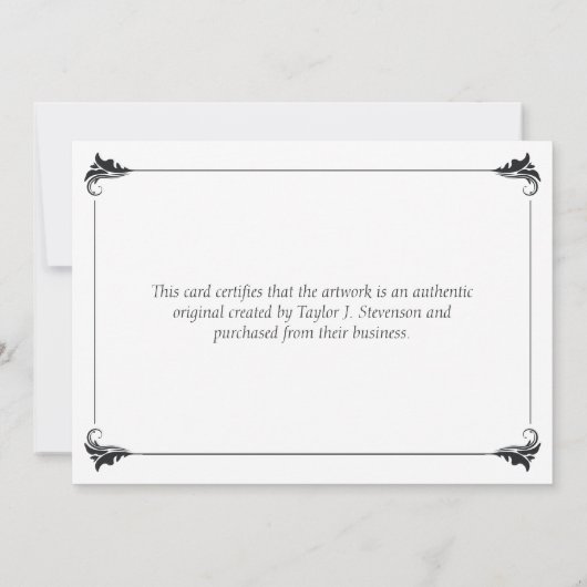 Elegant groter echtheidscertificaat (Achterkant)