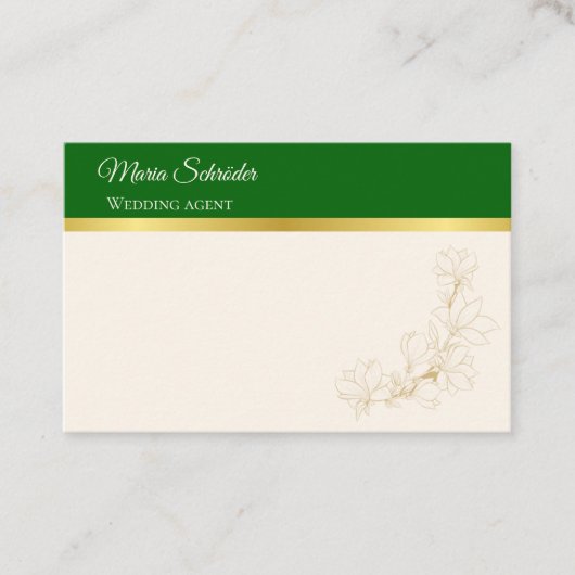 Elegant grün & gold visitekaartje (Voorkant)