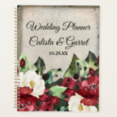 Elegant Grunge Dark Red Floral Gothic Wedding Planner (Voorkant)