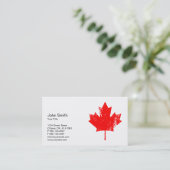 Elegant Grunge Red Canada Maple Leaf Visitekaartje (Staand voorkant)