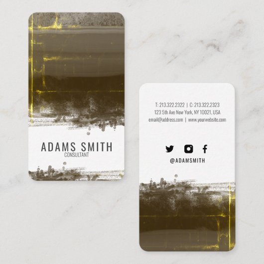 Elegant Grunge Sparking Golden en Black Visitekaartje (Voorkant / Achterkant)