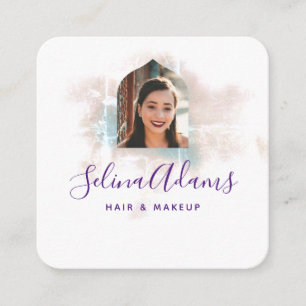 Elegant Grungy Waterverf Foto Abstract Vierkante Visitekaartje