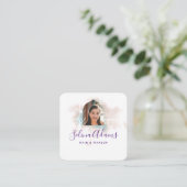 Elegant Grungy Waterverf Foto Abstract Vierkante Visitekaartje (Staand voorkant)