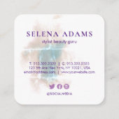 Elegant Grungy Waterverf Foto Abstract Vierkante Visitekaartje (Achterkant)