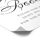 Elegant Guest Book Black Calligraphy | Weddenschap Poster (Hoek)