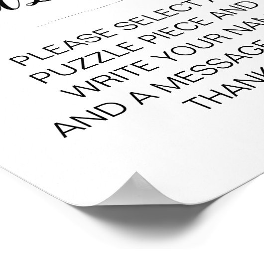 Elegant Guest Book Puzzle Weddenschap Poster (Hoek)